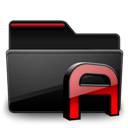 Black, Folder, Fonts, Red Icon