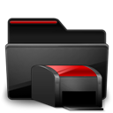 Black, Folder, Printers, Red Icon