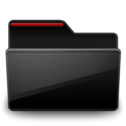 Black, Folder, Red Icon