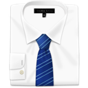 Blue, Shirt, Stripes, Tie, With Icon