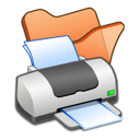 Folder, Orange, Printer Icon