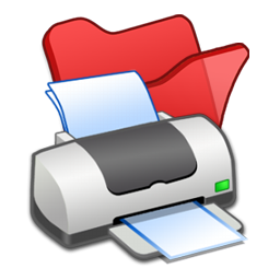 Folder, Printer, Red Icon