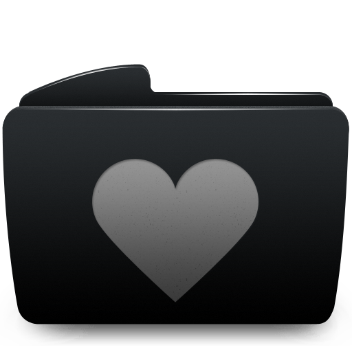 Black, Folder, Heart Icon