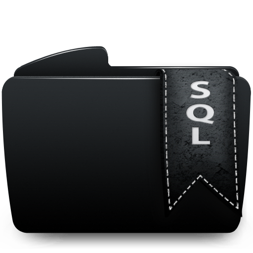 Black, Folder, Sql Icon