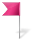 Flag, Left, Map, Marker, Pink Icon
