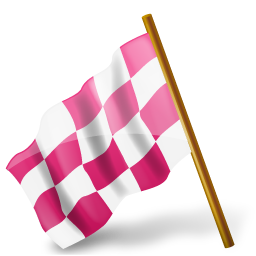 Chequered, Flag, Left, Map, Marker, Pink Icon