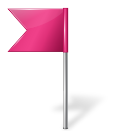 Flag, Left, Map, Marker, Pink Icon