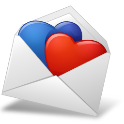 Bluered, Hearts, Mailenvelope Icon