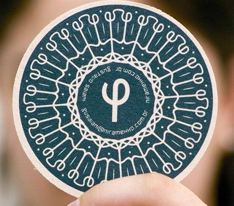 round shaped,silk screened business card
