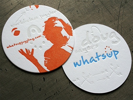 letterpress,round shaped business card