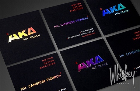 black,foil stamped,illuminated letters,stylish business card