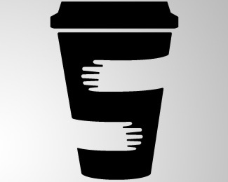 bin,cup,hand logo
