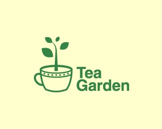 cup,garden,tea,tree logo