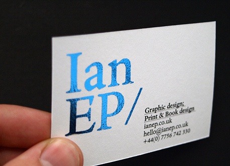 Ian EP - Foiled Metallic Blue Card business card