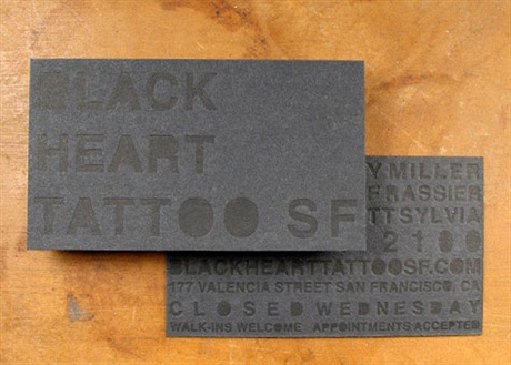 Black On Black Letterpress business card