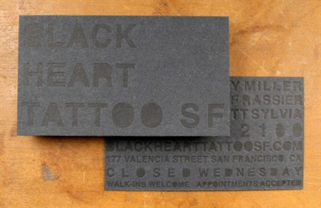 Black On Black Letterpress business card