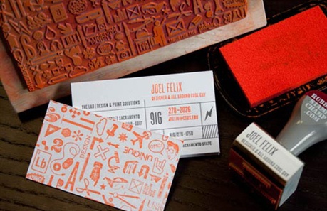 Letterpress Rubber Stamped Cards business card