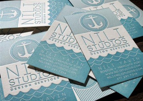 Nautical Themed Letterpress business card