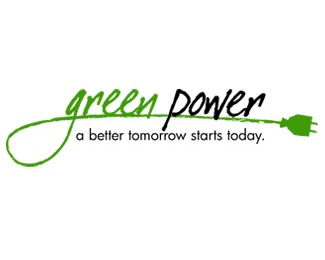 green,Power,plug logo