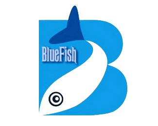 b letter blue fish blue logo