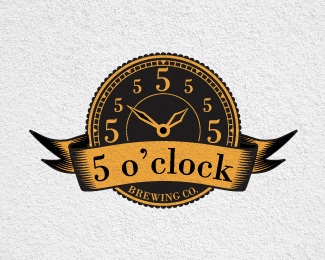 clock,beer,five,brewery logo