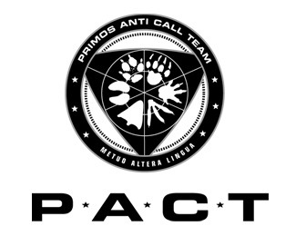 white,black &,p.a.c.t.,primos logo