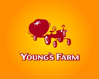 tomato,organic,tractor,farm logo