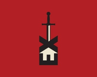 home,house,sword,real estate,realty logo