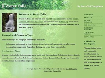falls,outdoor,trees,water website template
