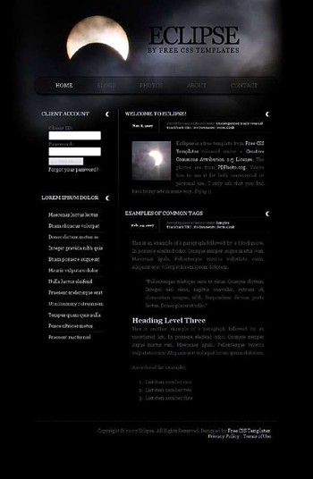 light,moon,night website template