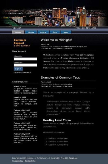 las,light,vegas website template